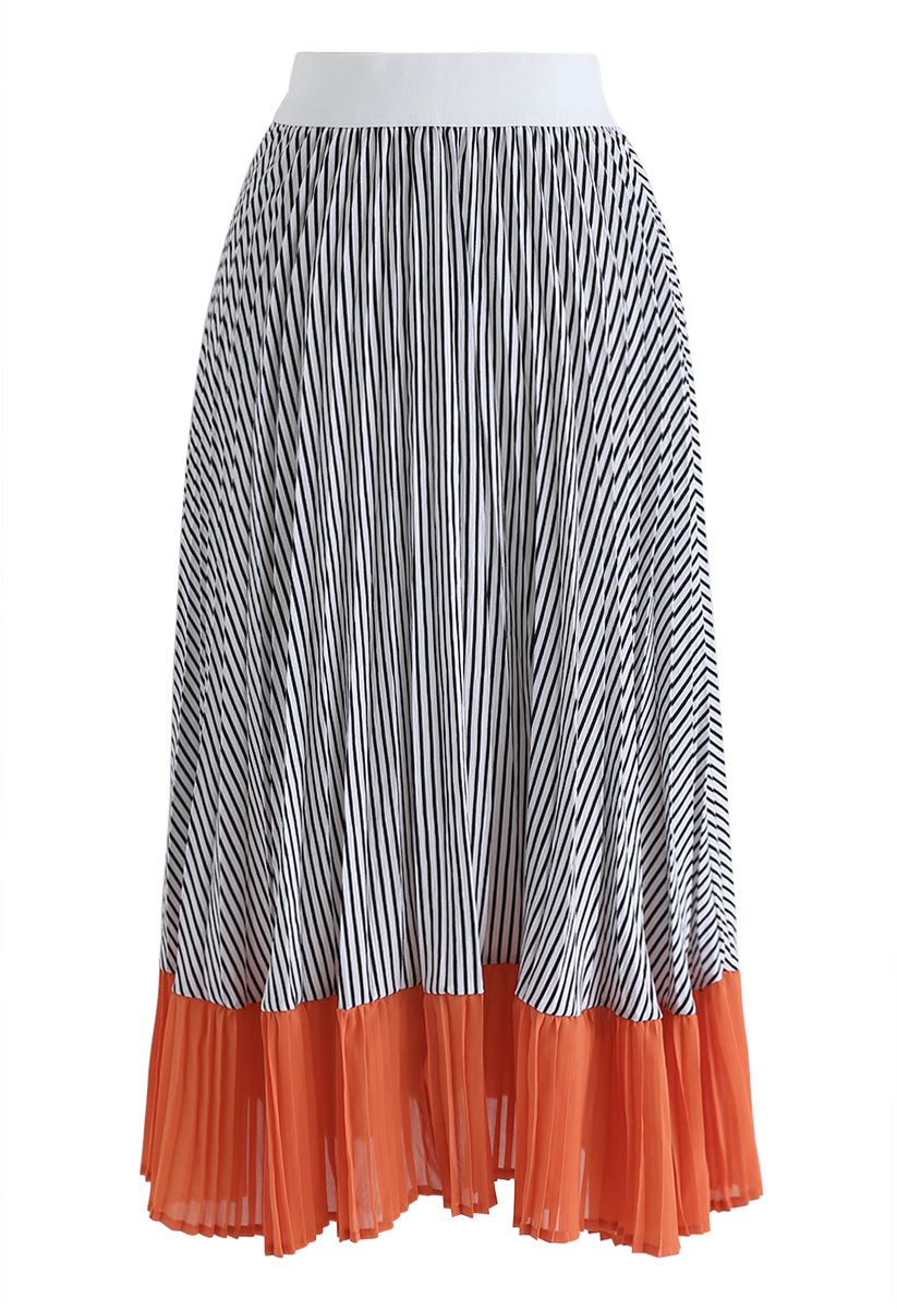Give More Attention Stripes Pleated Skirt