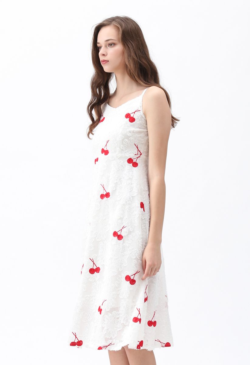 Cherry Secret Feather Cami Dress