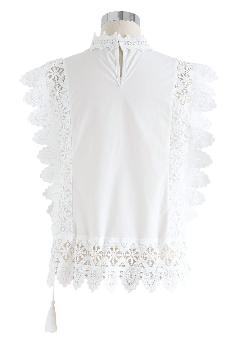 Dating in Summer Crochet Sleeveless Top in White