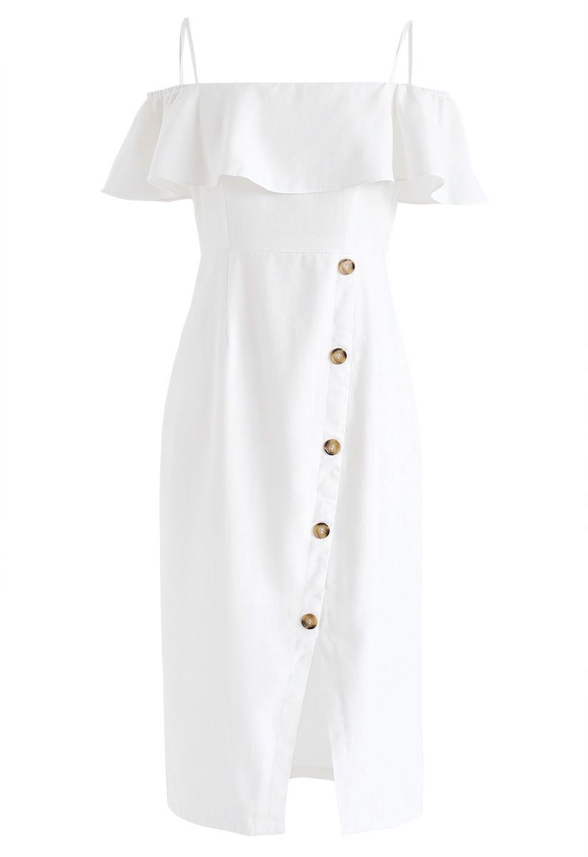Just in The Mood Cold-Shoulder Dress in White
