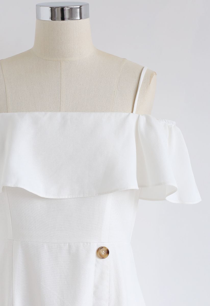 Just in The Mood Cold-Shoulder Dress in White