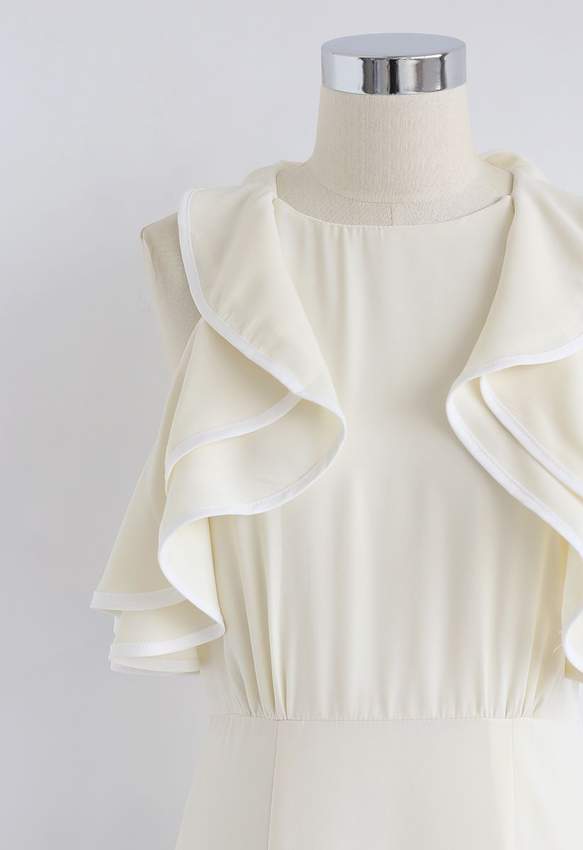 Retro Fancy Asymmetric Dress in Cream
