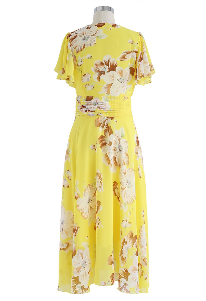 Sweet Surrender Floral Chiffon Dress in Yellow