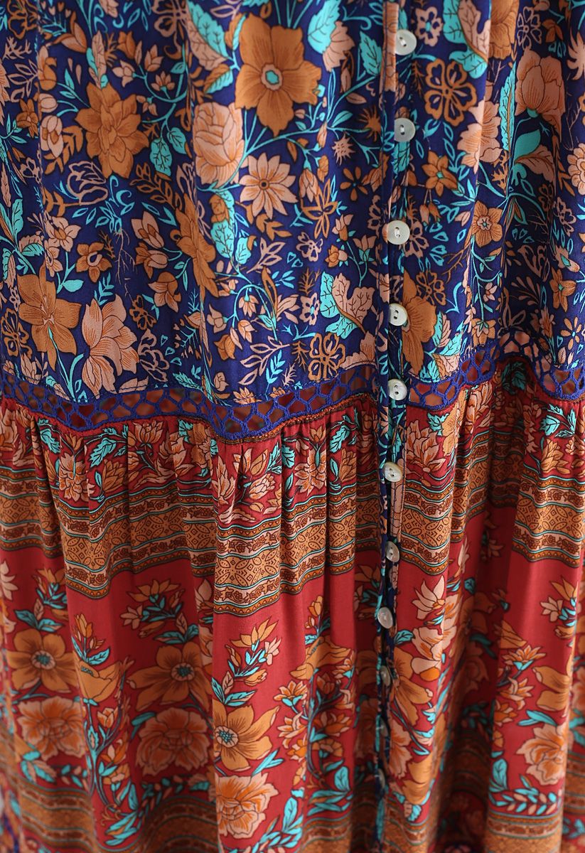 Boho Psychedelic Floral Maxi Dress - Retro, Indie and Unique Fashion