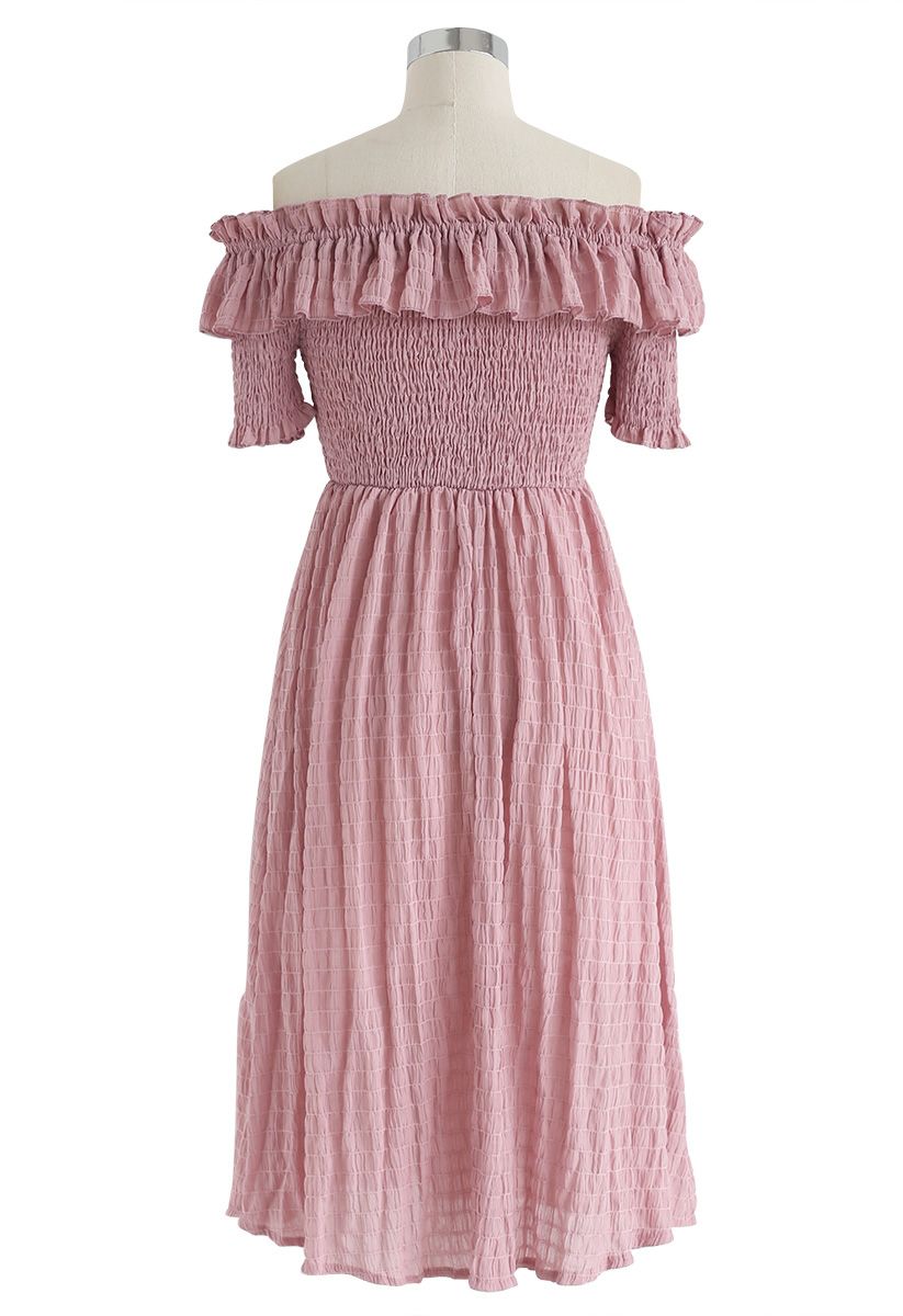 Sunday Afternoon Off-Shoulder Pleated Dress in Pink
