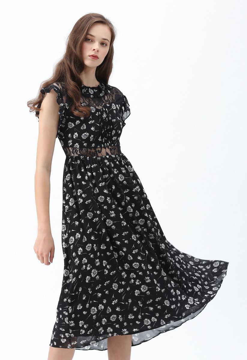 Flying Dandelion Floral Sleeveless Dress - Retro, Indie and Unique Fashion