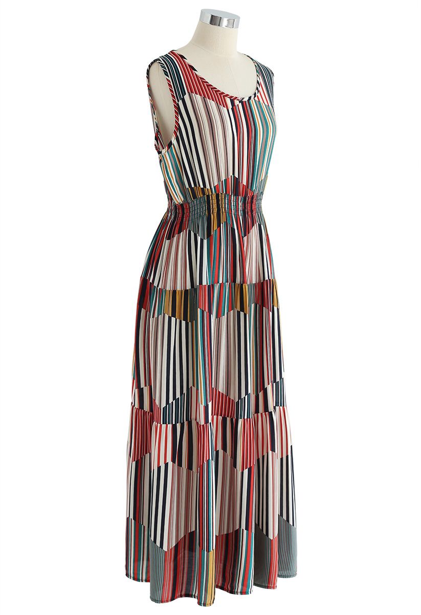 Your are My First Colored Stripes Sleeveless Dress - Retro, Indie and ...