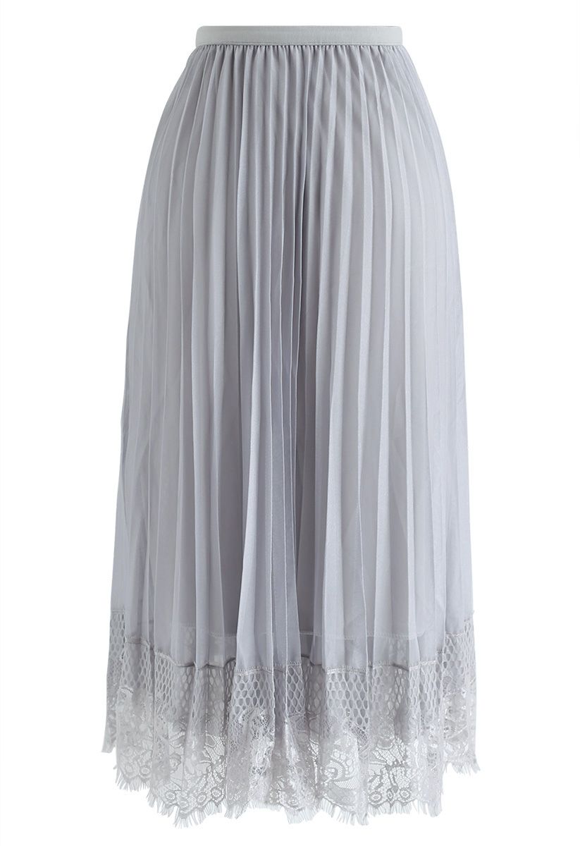 Last Dance Pleated Lace Mesh Skirt in Grey - Retro, Indie and Unique ...