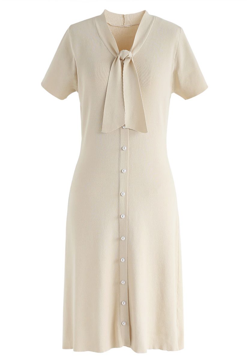 Something Real Knit Midi Dress in Cream - Retro, Indie and Unique Fashion