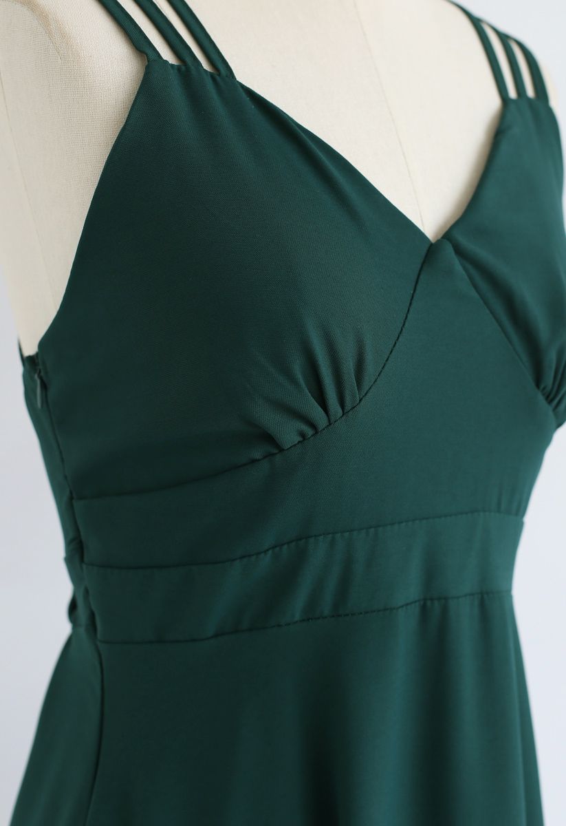 Perfect Sunday Cross Back Cami Dress in Green