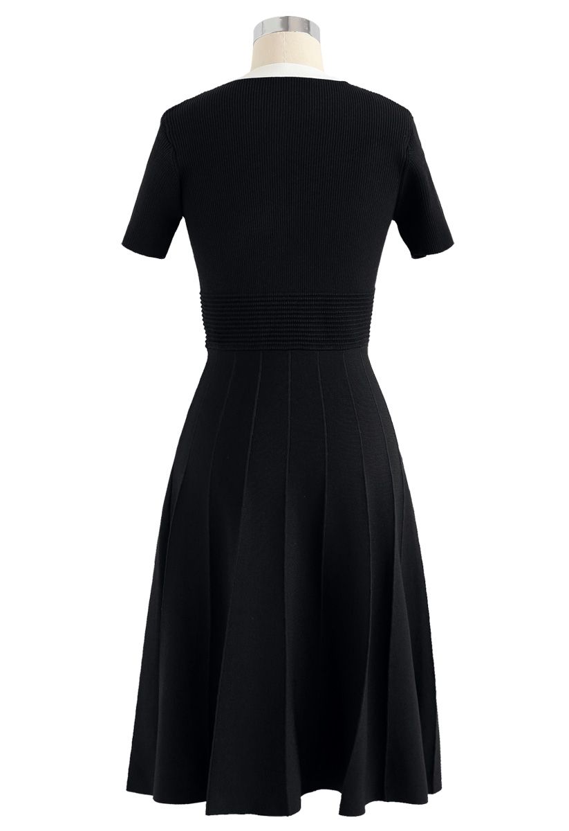 Take A Ride With Me Bowknot Knit Dress in Black - Retro, Indie and ...