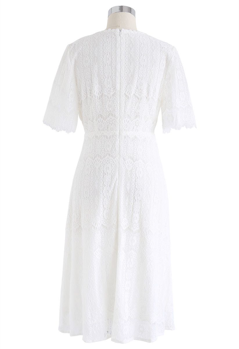 Dream Maker Lace Midi Dress in White - Retro, Indie and Unique Fashion
