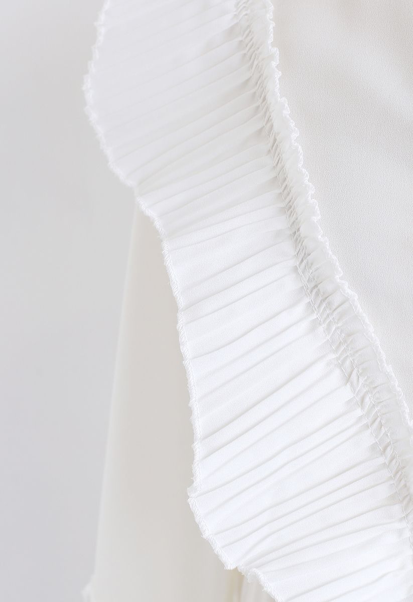 Love Song Pleats Ruffle Midi Dress in White