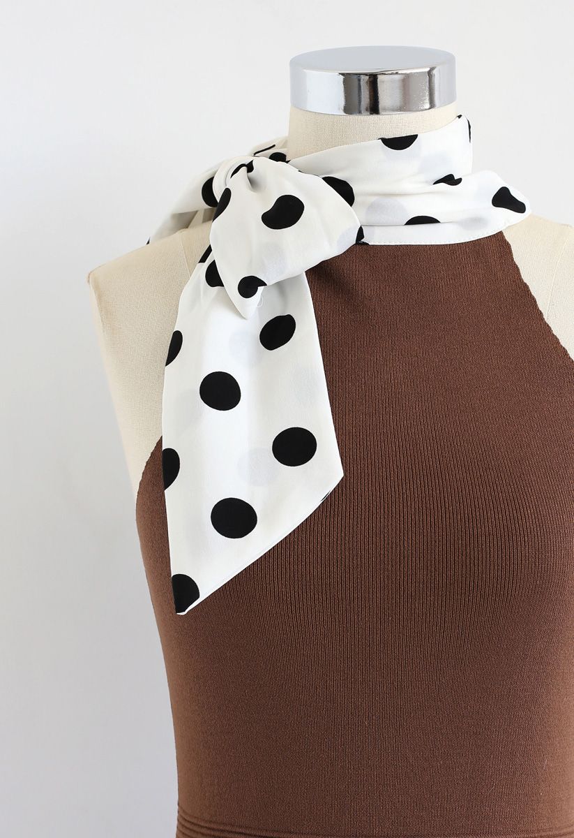 Tie a Bow Polka Dots Knit Dress in Caramel