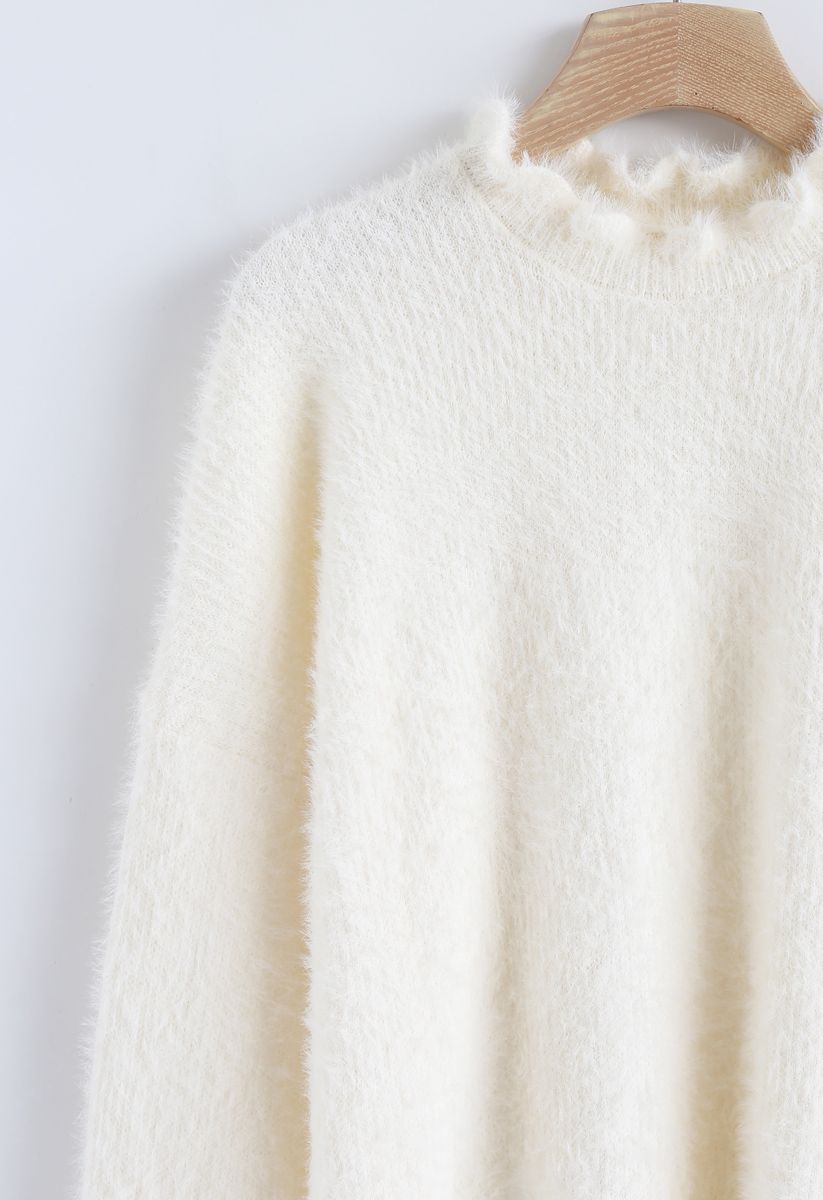 Like a Daydream Fluffy Knit Sweater in Cream
