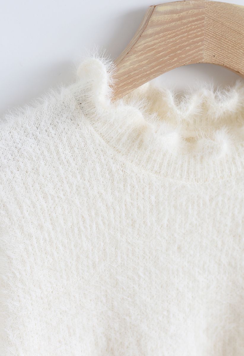 Like a Daydream Fluffy Knit Sweater in Cream