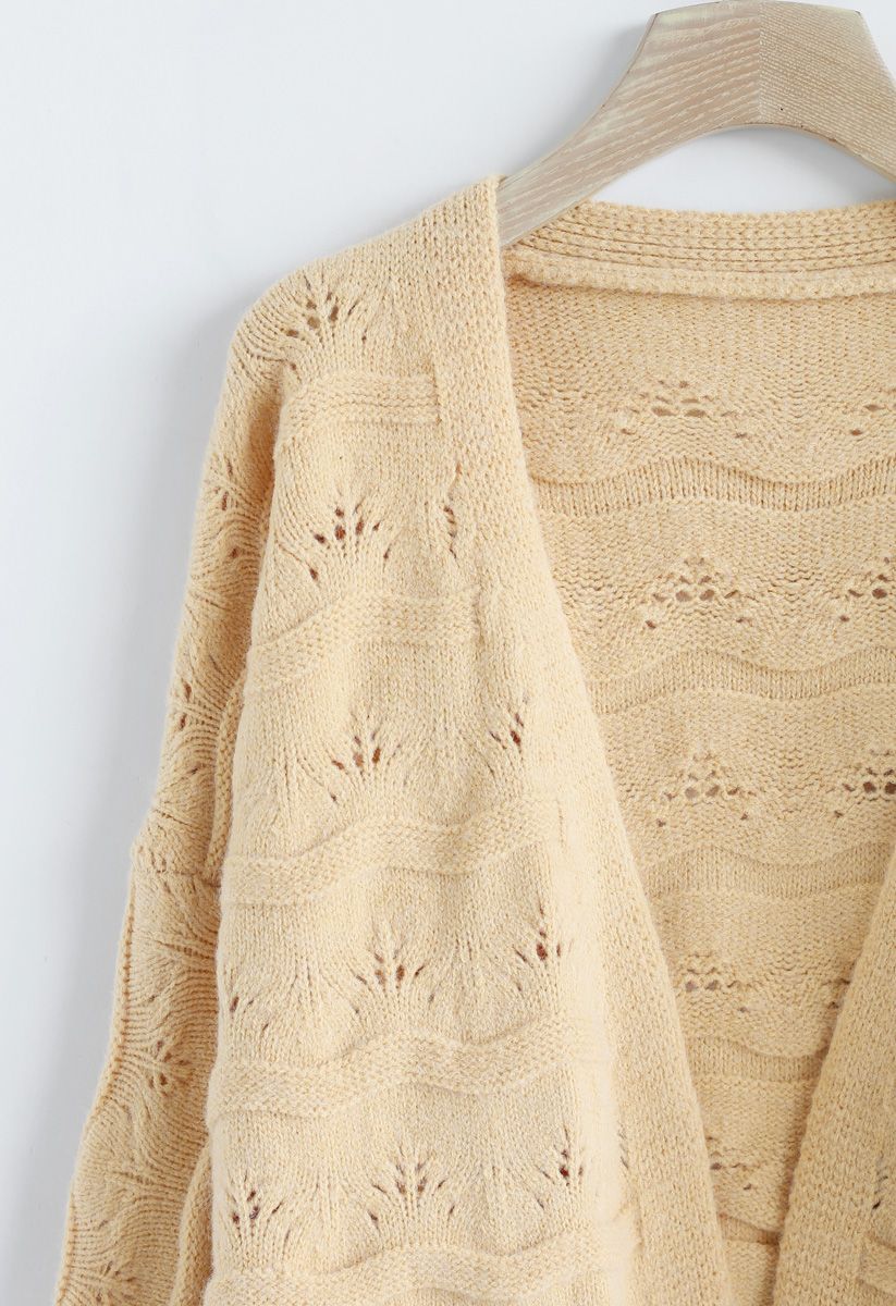New Journey Open Front Knit Cardigan in Apricot