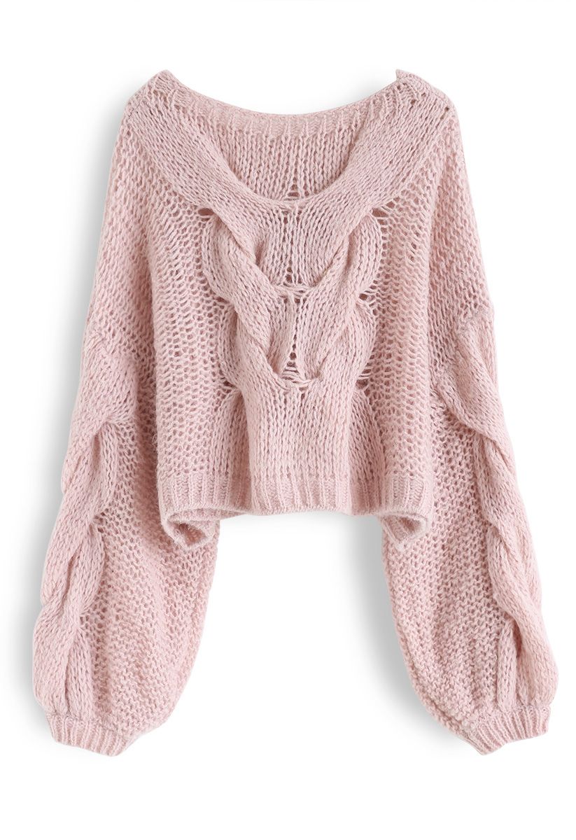 Girls Sweater Faux Mane Thicken Plush Lantern Sleeve Puff Sleeve Korean Sweater
