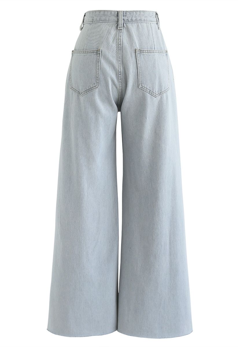 High-Waisted Washed Wide-Leg Jeans - Retro, Indie and Unique Fashion