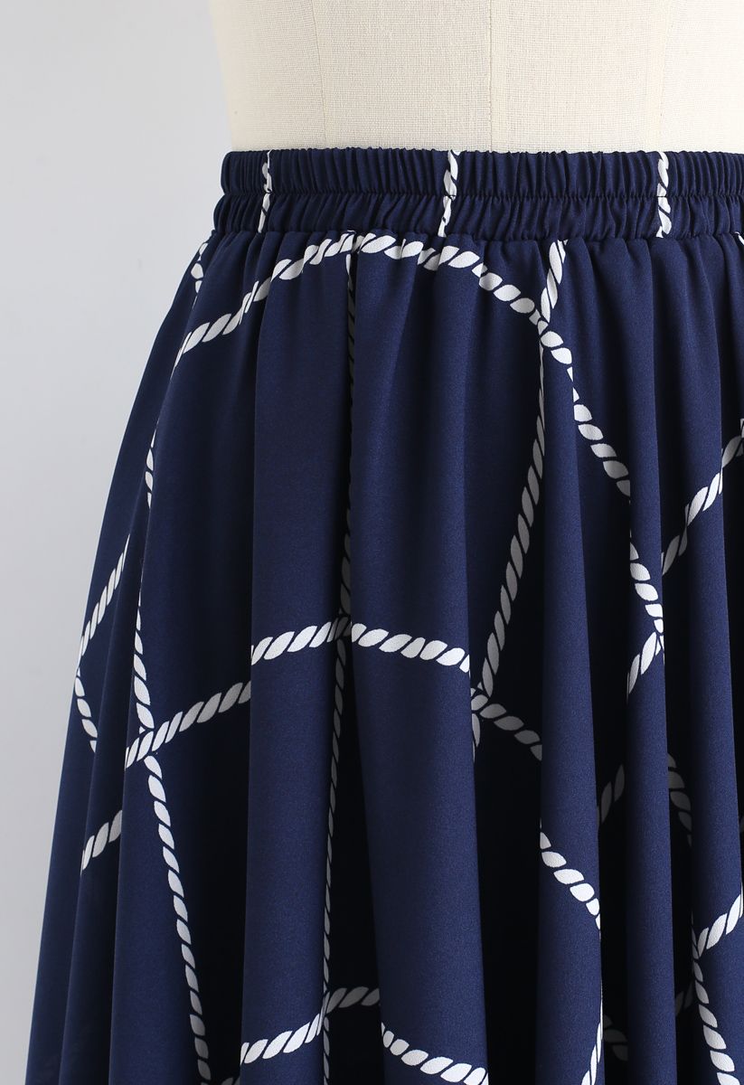 Check Pattern A-Line Chiffon Skirt