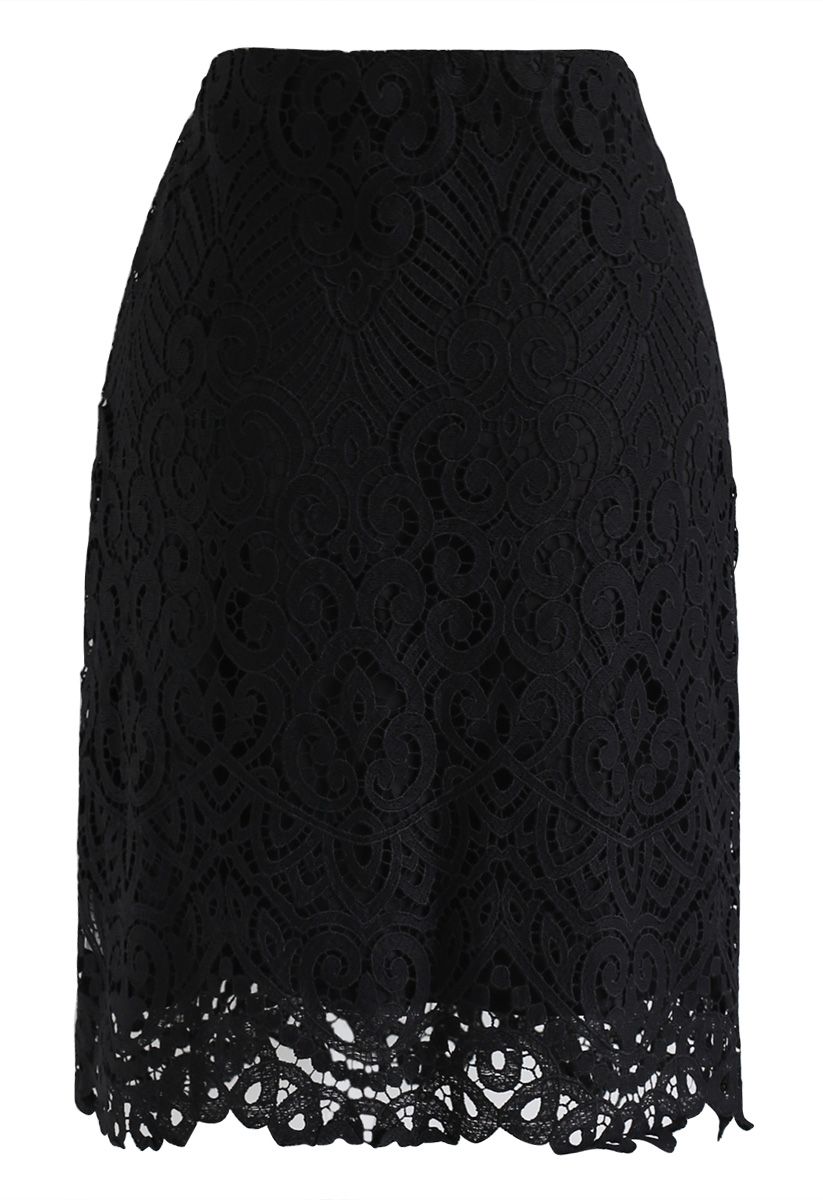 Full Crochet Bud Skirt in Black - Retro, Indie and Unique Fashion