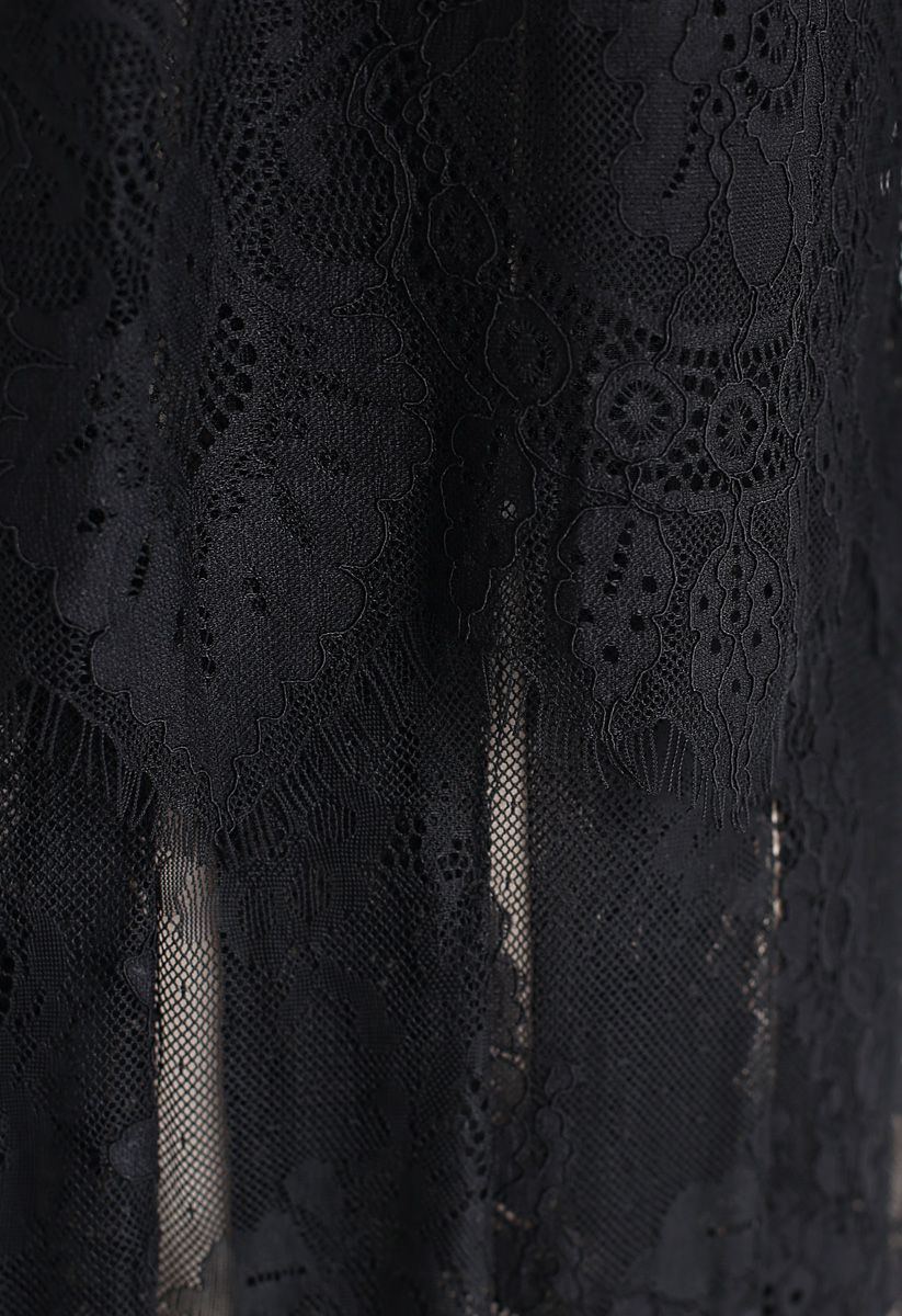 Fake Two-Piece Lace Midi Dress in Black - Retro, Indie and Unique Fashion