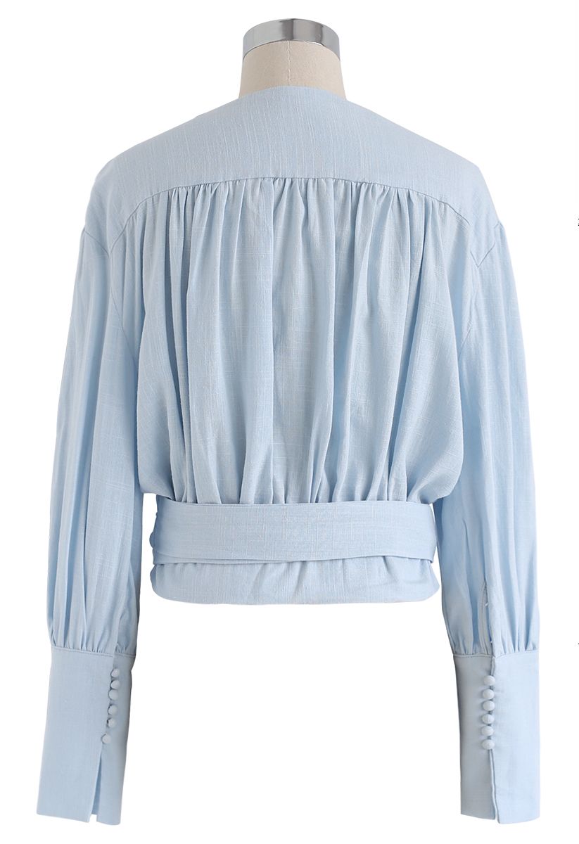Eternal Classical Wrapped Top in Blue - Retro, Indie and Unique Fashion