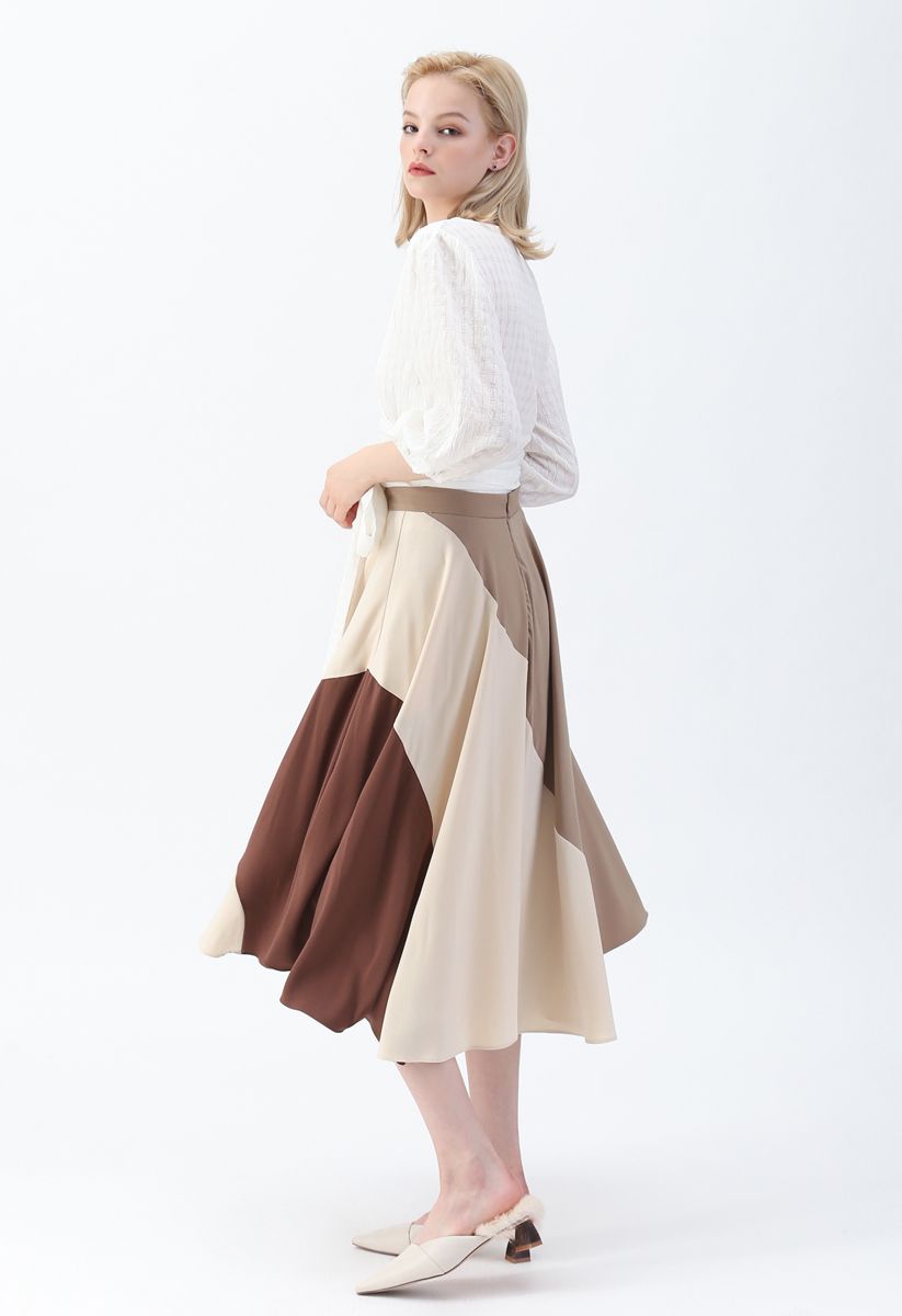 Multicolor Asymmetric A-Line Midi Skirt