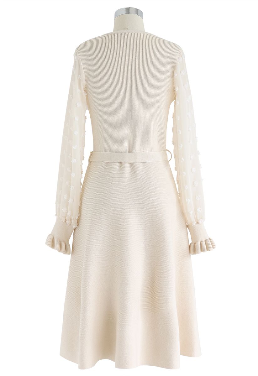 There You Go Wrap Knit Dress in Cream 