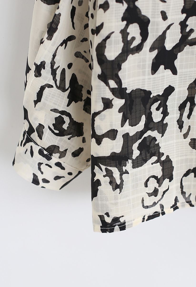 Animal Print Semi-Sheer Shirt in Black - Retro, Indie and Unique Fashion