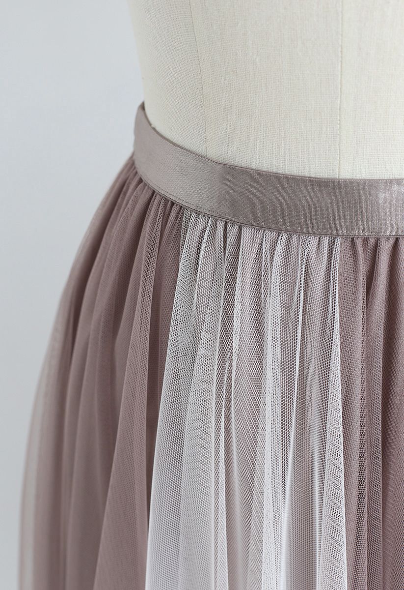 Macaron Color Blocked Mesh Tulle Skirt in Caramel - Retro, Indie and ...