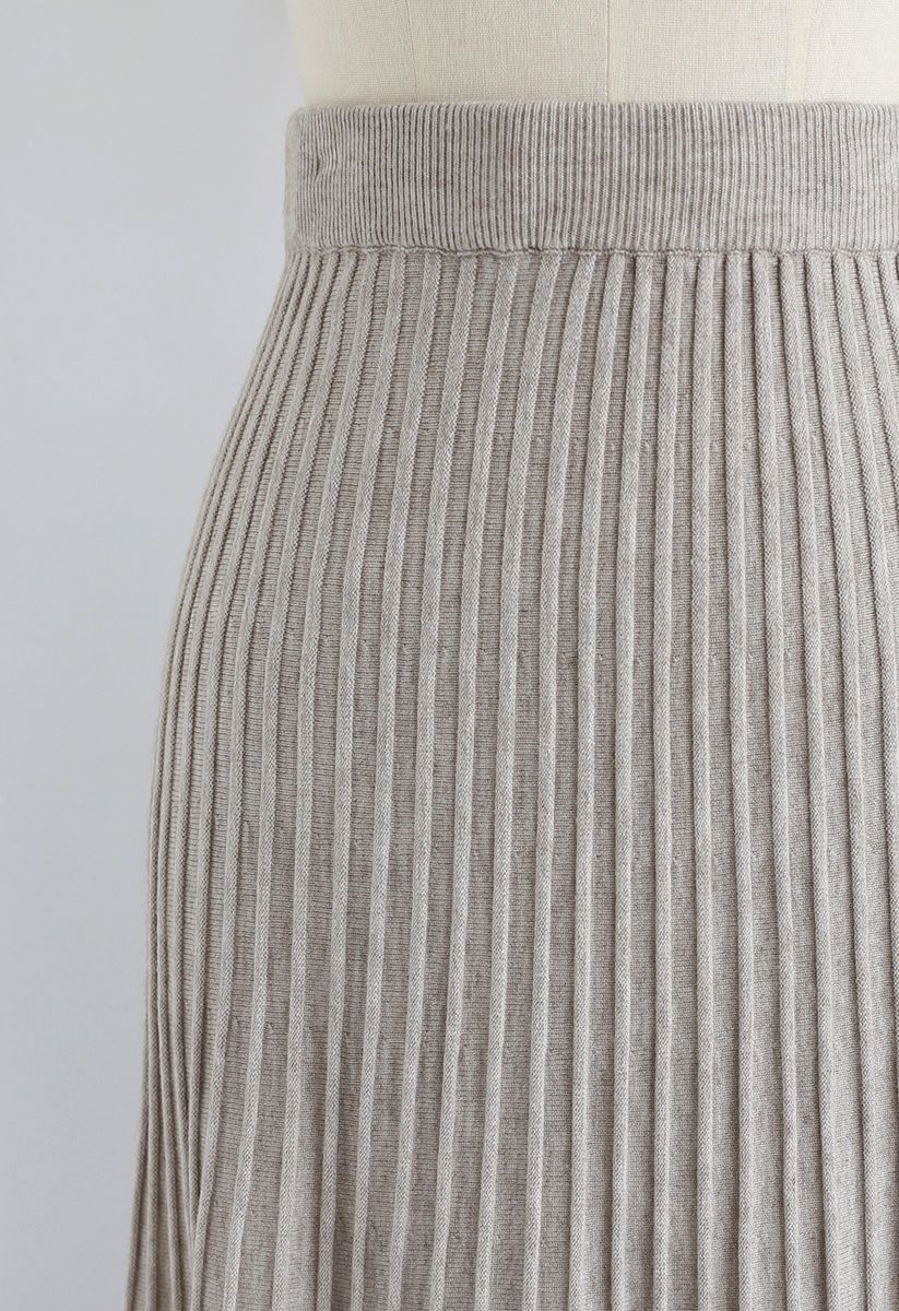 Lace Hem Pleated A-Line Knit Skirt in Sand - Retro, Indie and Unique ...