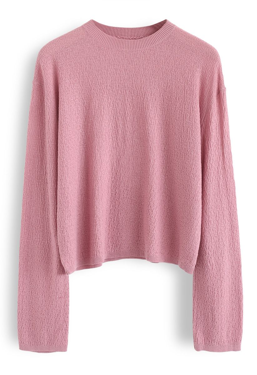 Basic Texture Knit Top in Pink