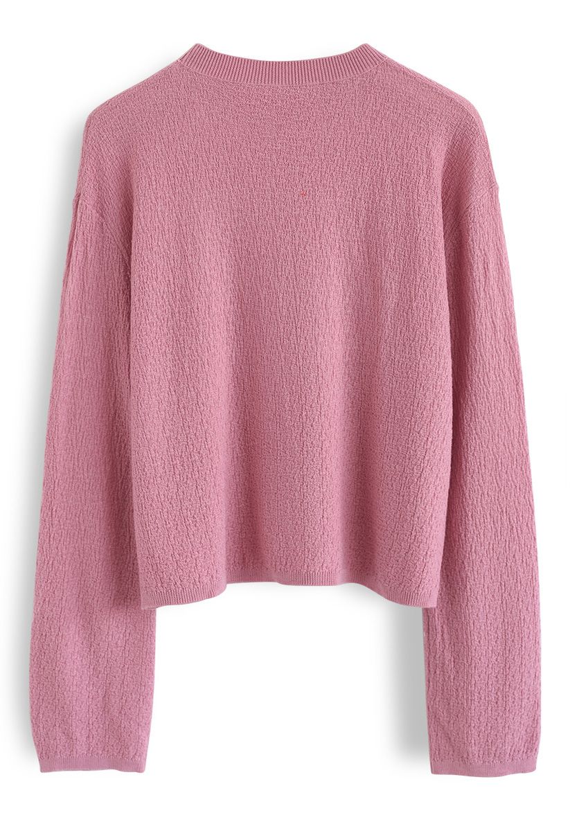 Basic Texture Knit Top in Pink