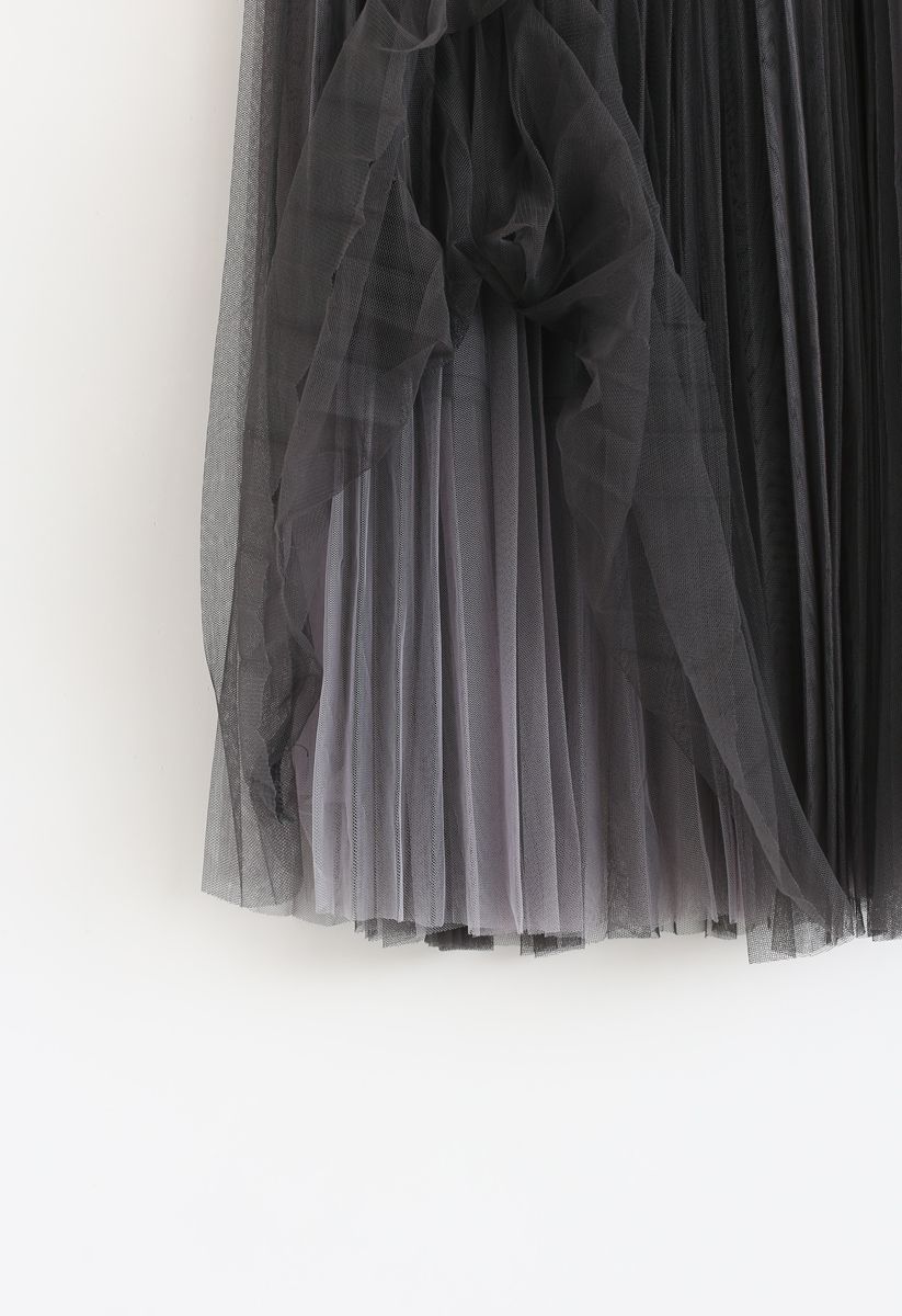 Double-Layered Mesh Tulle Skirt in Smoke - Retro, Indie and Unique Fashion