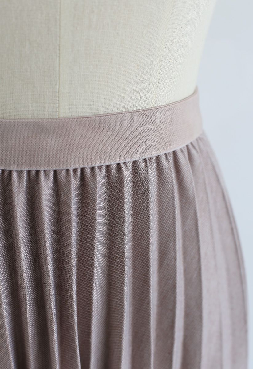 Full Pleated A-Line Midi Skirt in Nude Pink - Retro, Indie and Unique ...
