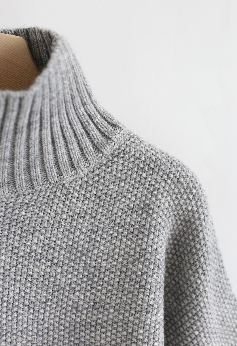 Cozy Daydreams Turtleneck Knit Sweater in Grey