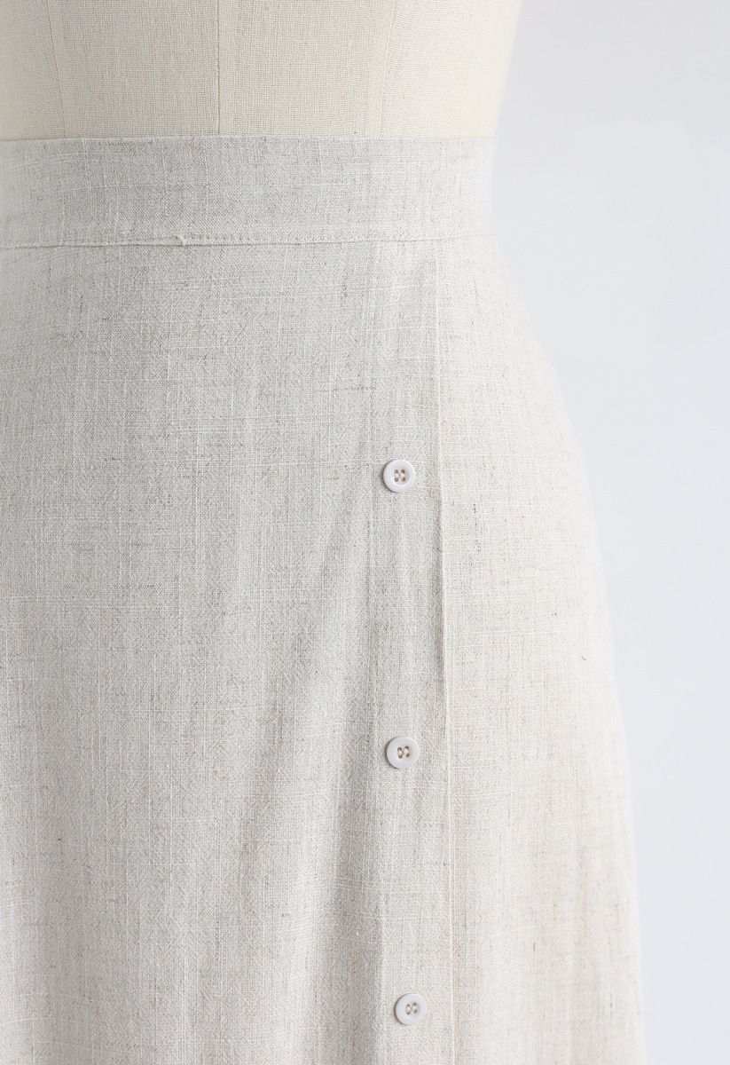 Button Trim Flap A-Line Skirt - Retro, Indie and Unique Fashion