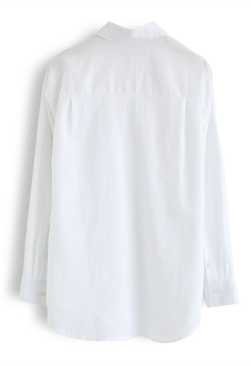 Long Sleeves Button Down Shirt in White