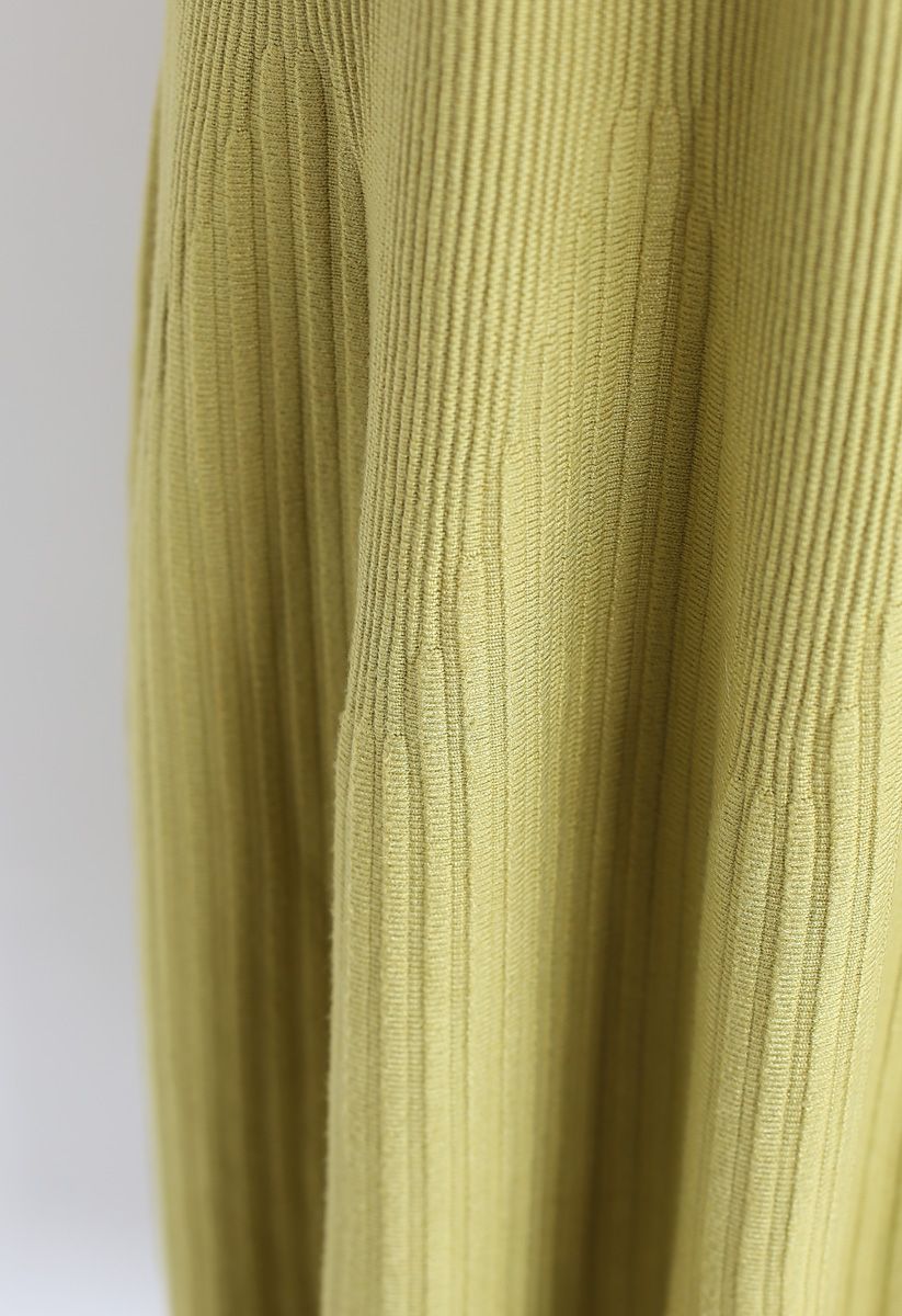 Radiant Lines Knit Midi Skirt in Moss Green