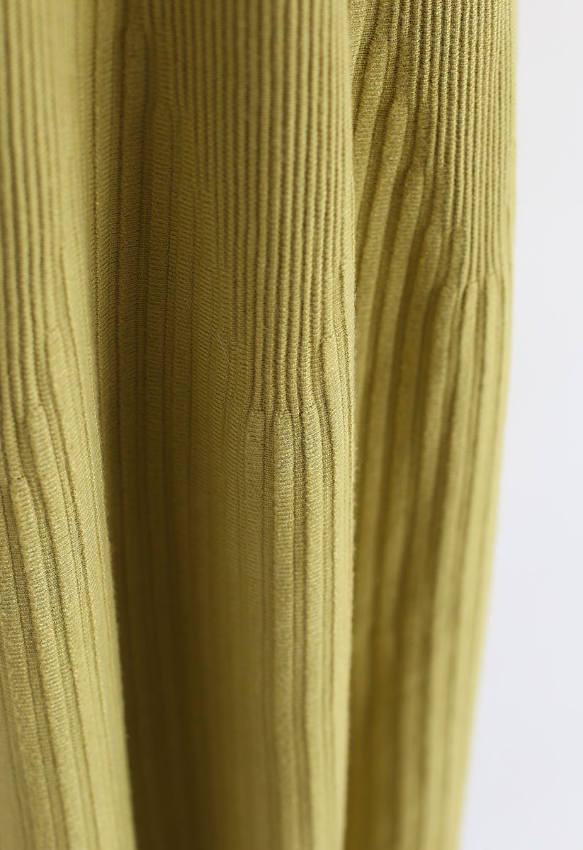 Radiant Lines Knit Midi Skirt in Moss Green - Retro, Indie and Unique ...