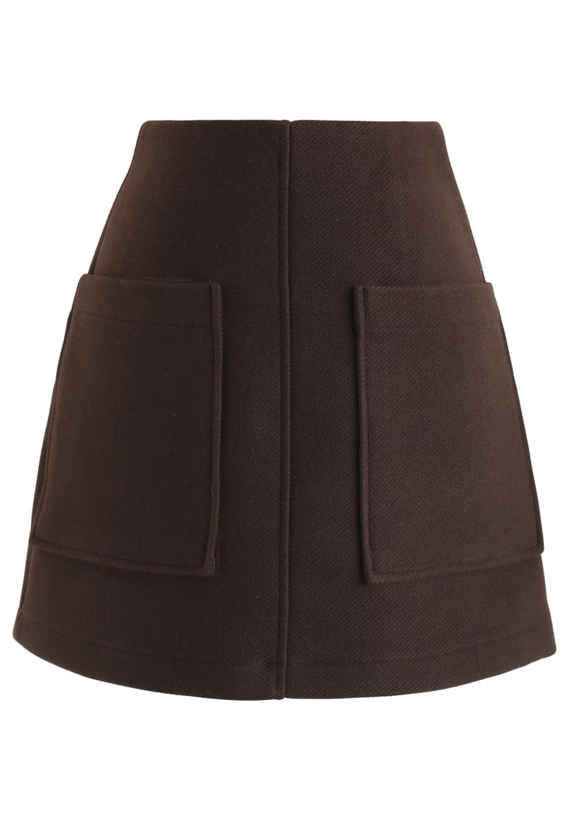 Pocket of Charm Mini Skirt in Brown - Retro, Indie and Unique Fashion