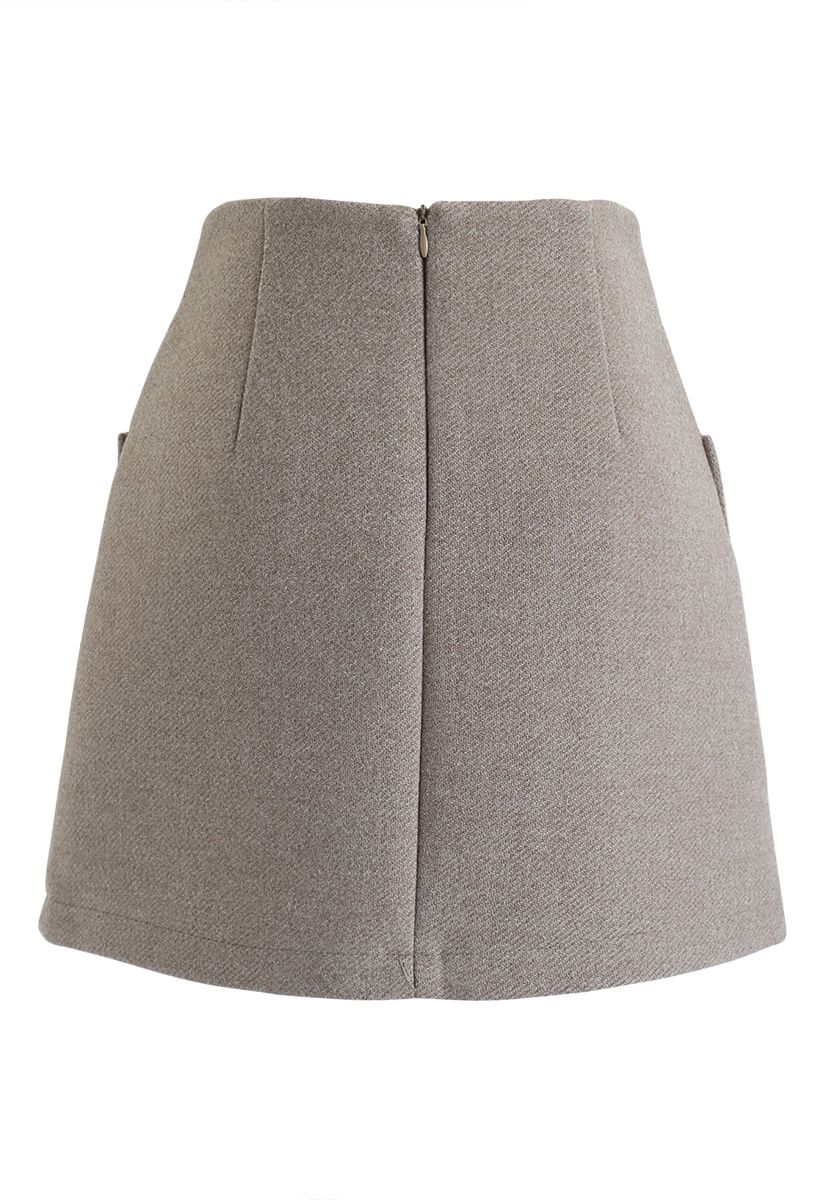 Pocket of Charm Mini Skirt in Taupe - Retro, Indie and Unique Fashion