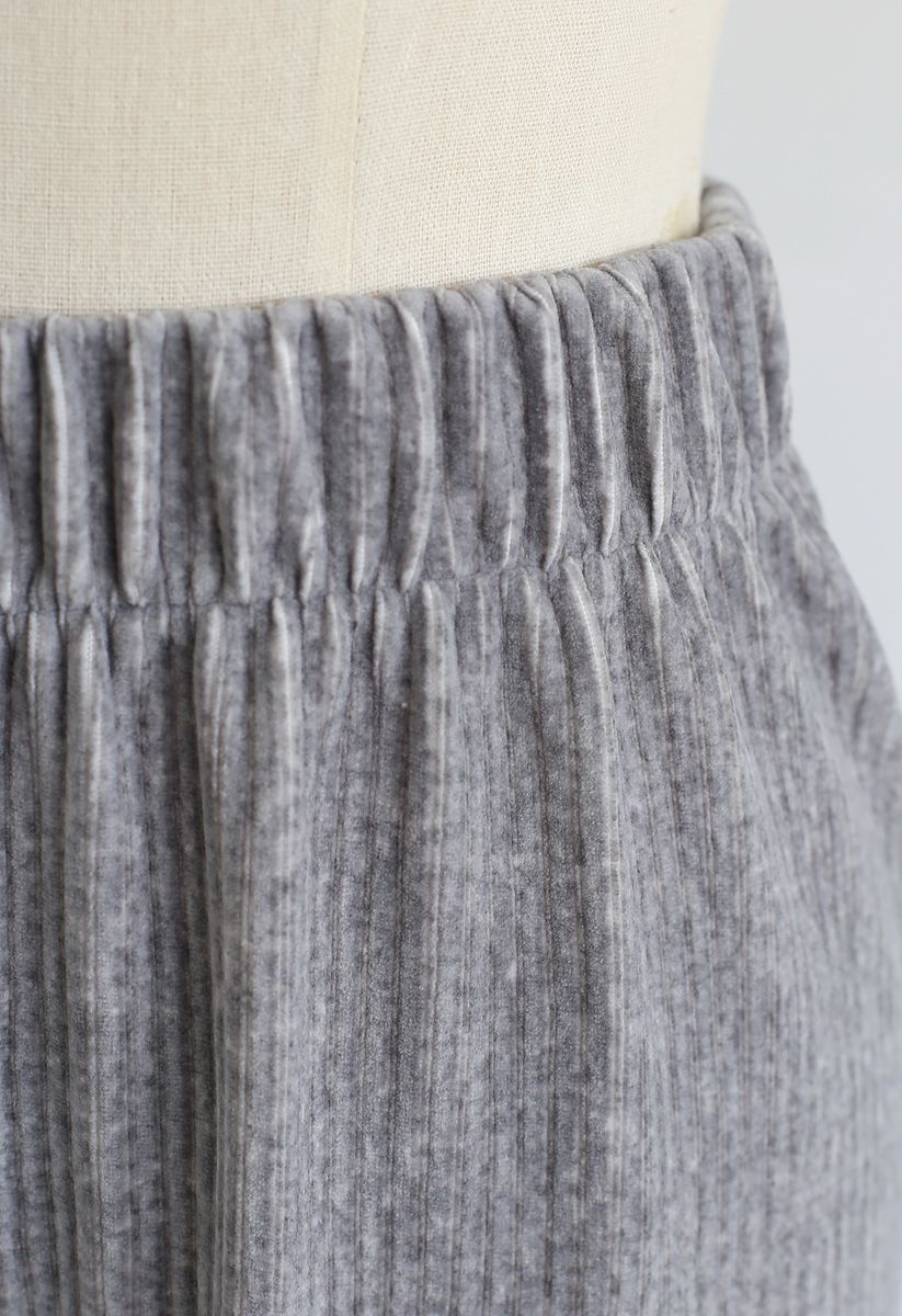 Corduroy Wide-Leg Pants in Grey - Retro, Indie and Unique Fashion