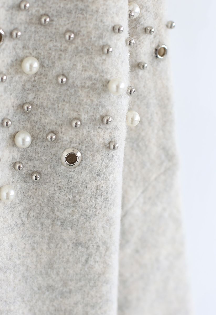Pearls and Beads Raw Hem Oversize Knit Sweater