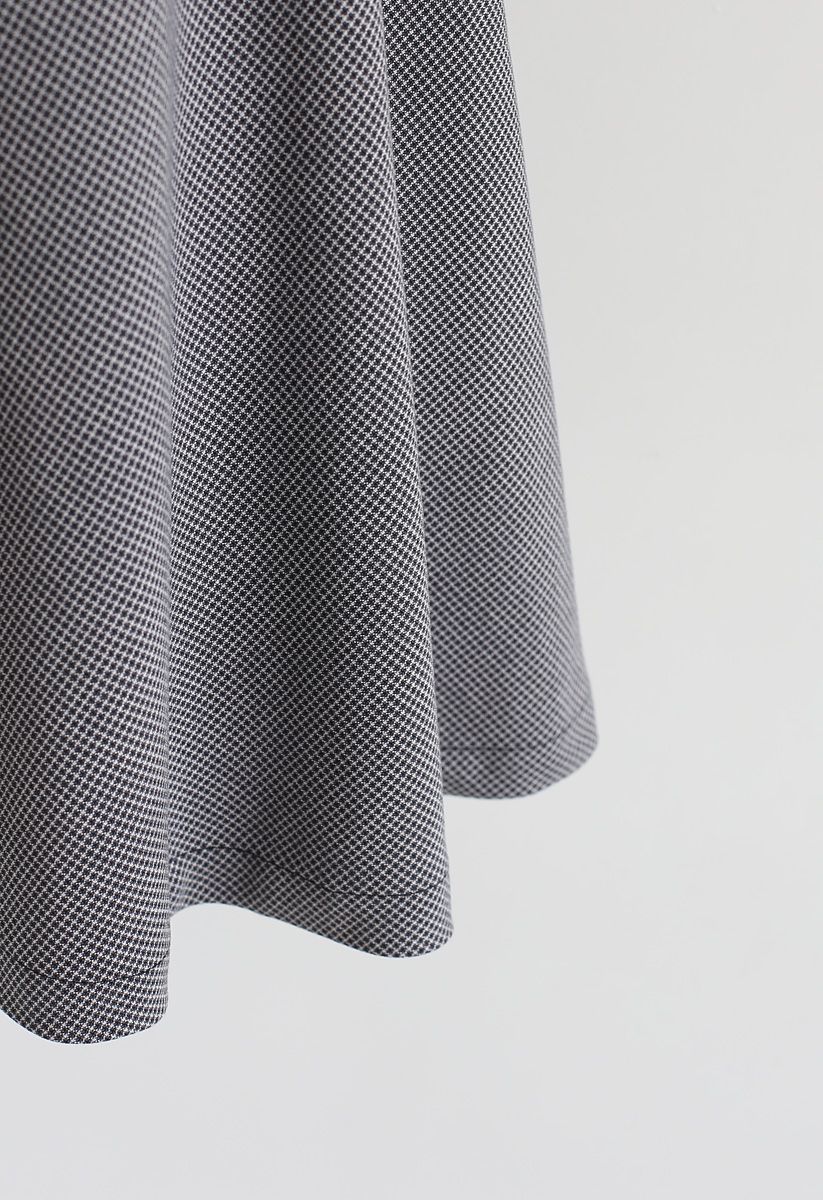 Houndstooth Asymmetric A-Line Skirt in Smoke
