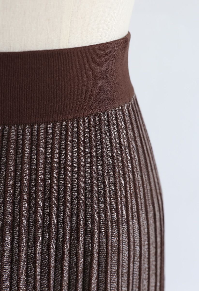 Contrasted Color Reversible Knit Skirt in Brown - Retro, Indie and ...