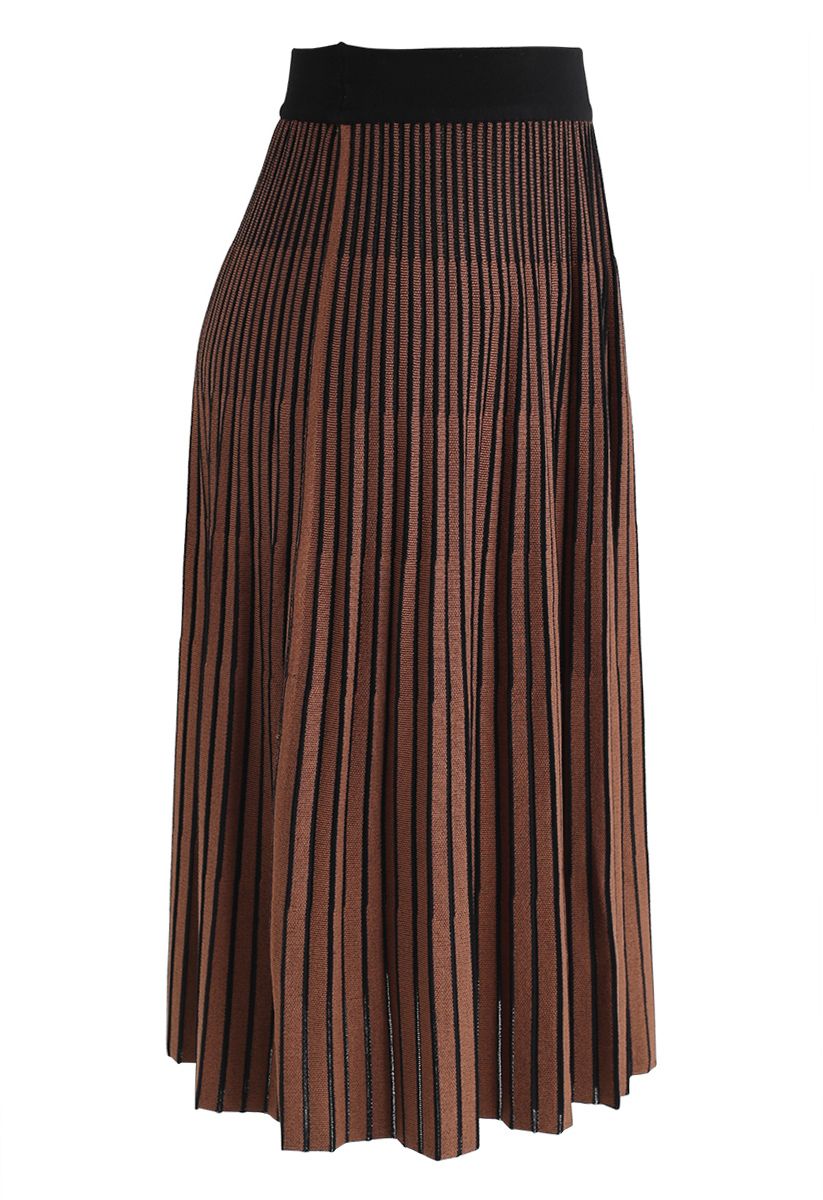 Contrasted Color Reversible Knit Skirt in Caramel - Retro, Indie and ...