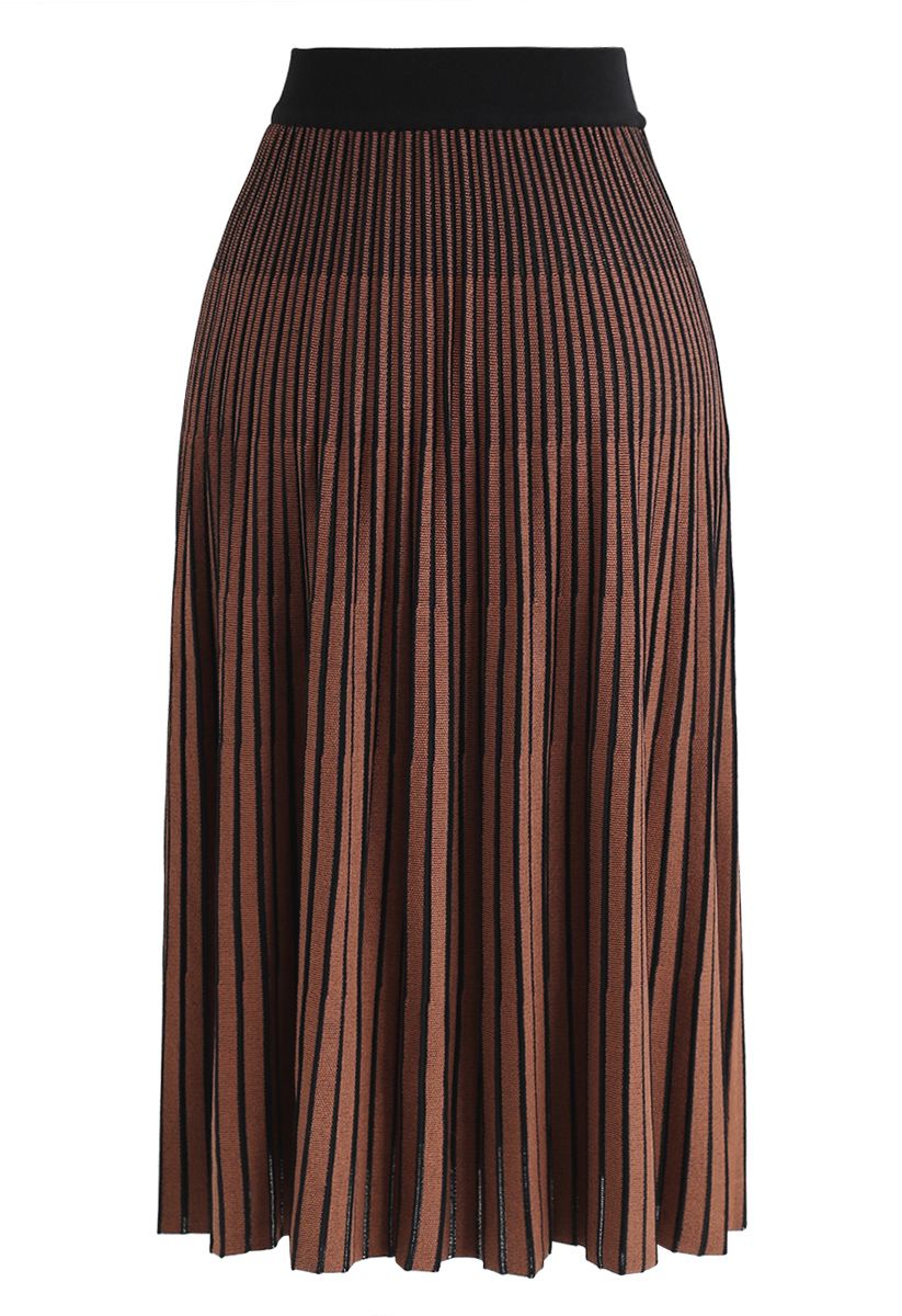 Contrasted Color Reversible Knit Skirt in Caramel - Retro, Indie and ...
