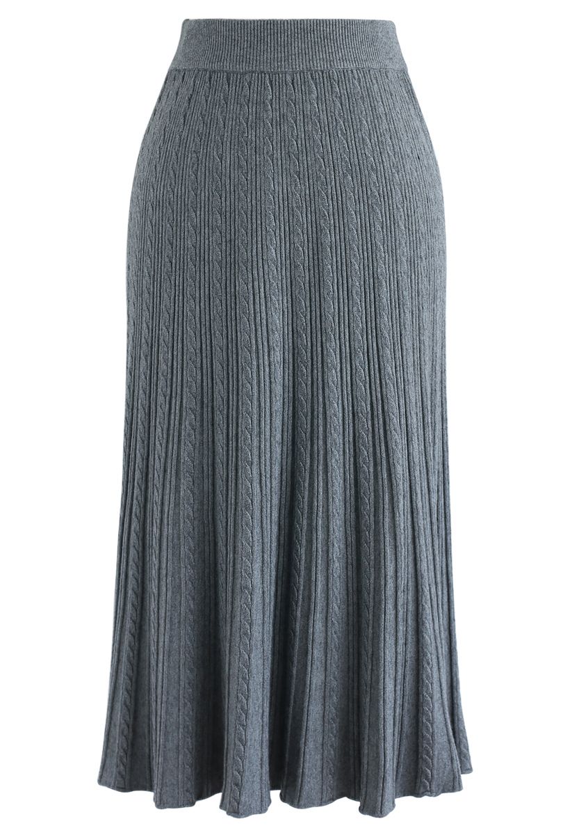 Twist Texture A-Line Knit Skirt in Grey - Retro, Indie and Unique Fashion